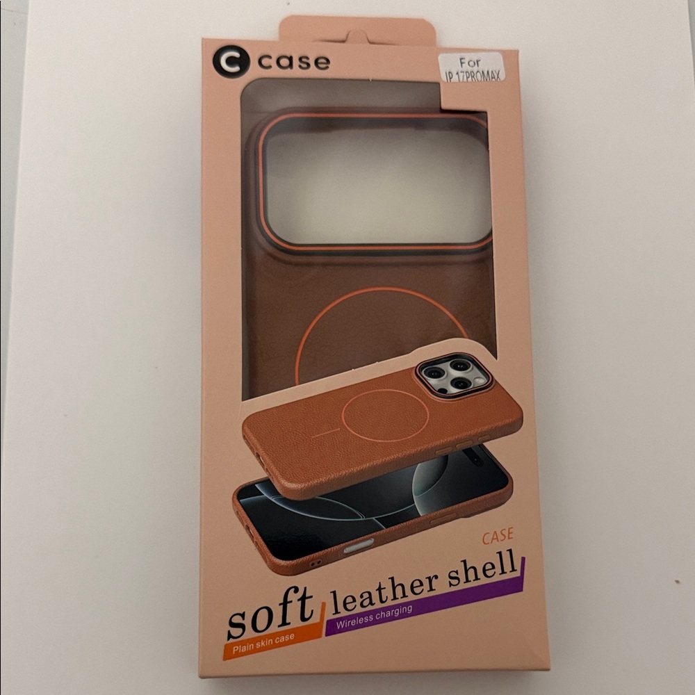 Brown Leather Shell case  for iPhone 17 pro max
Magnetic wireless charger
